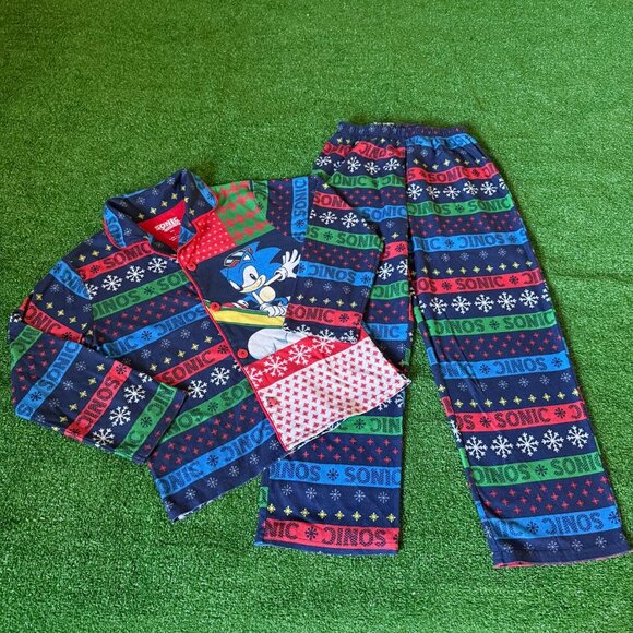 Sonic the Hedgehog Toddlers Boy's Winter Holiday 2PC Flannel Pajama Set Size 8 - Picture 1 of 15